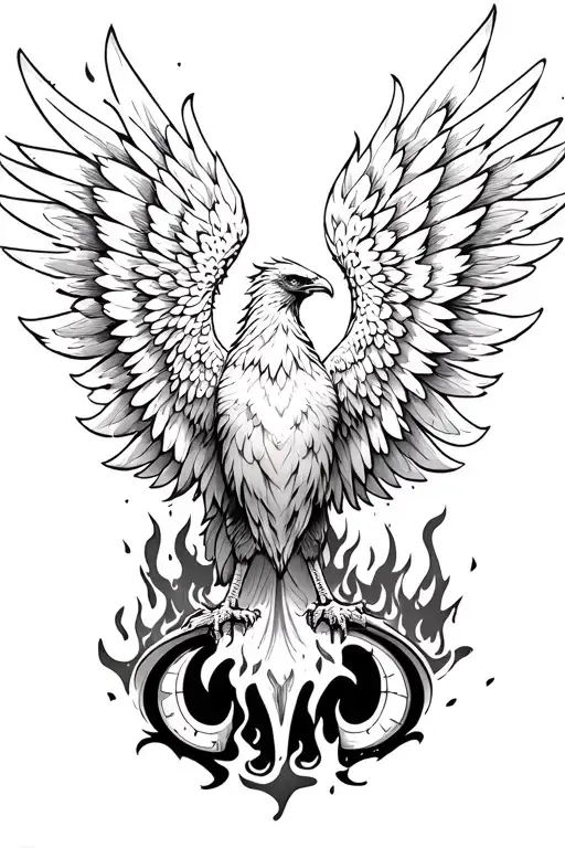 Phoenix Rising From Ashes - Symbolic phoenix tattoo design