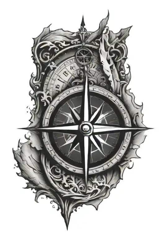 Compass Design - Minimalist tattoo idea for men