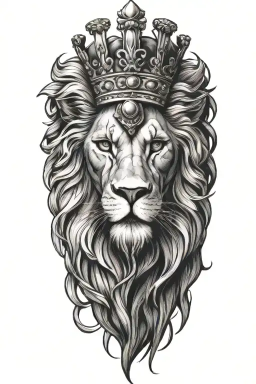 Crowned Lion Face - Strength symbol tattoo idea for men